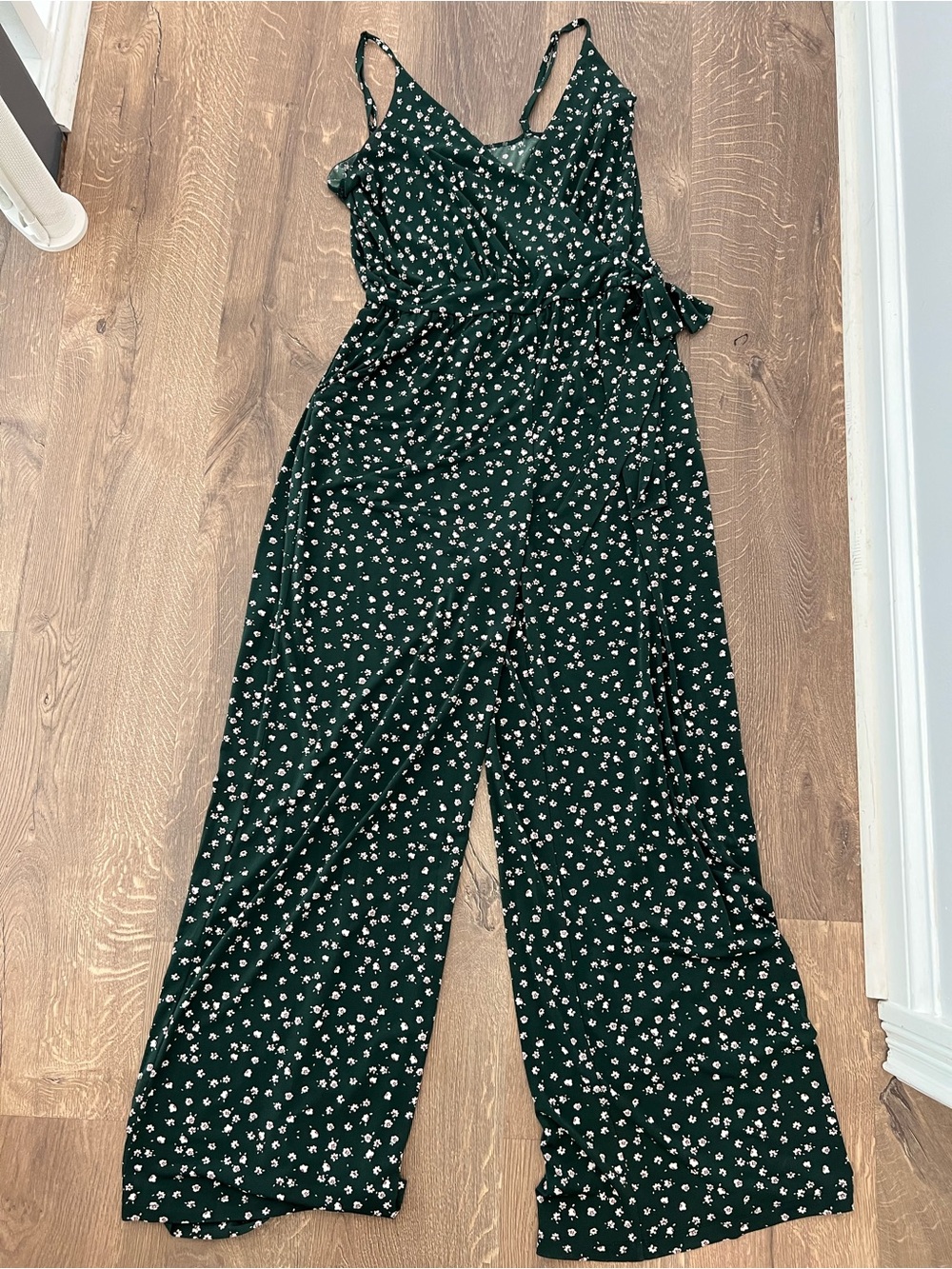 Floral Green Wide-Leg Jumpsuit by Kaileigh